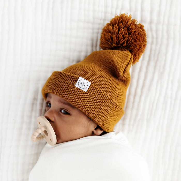 Camel Brown Pom Beanie