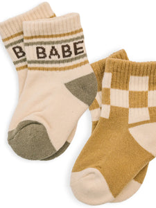 Crew Socks 2-pack Checkered/Babe Stripe