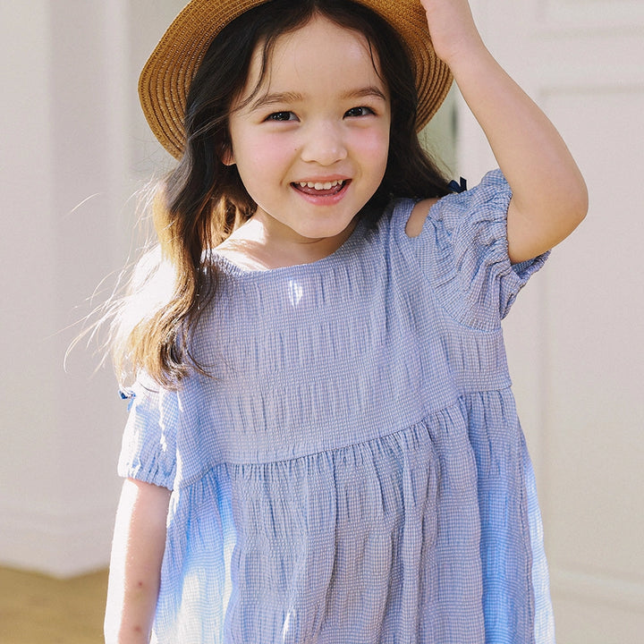 Lemi Cut-Out Shoulder Gingham Dress