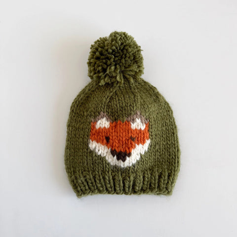 Green Fox Pom Beanie