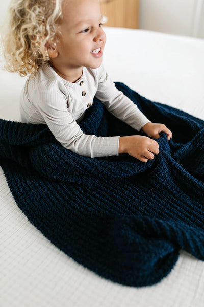 Large Chenille Blanket Navy