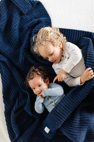 Large Chenille Blanket Navy