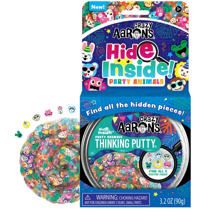 Hide Inside! Party Animals - Full Size 4" Thinking Putty Tin