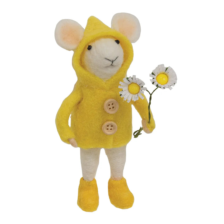 Mouse in Raincoat Felted Ornament