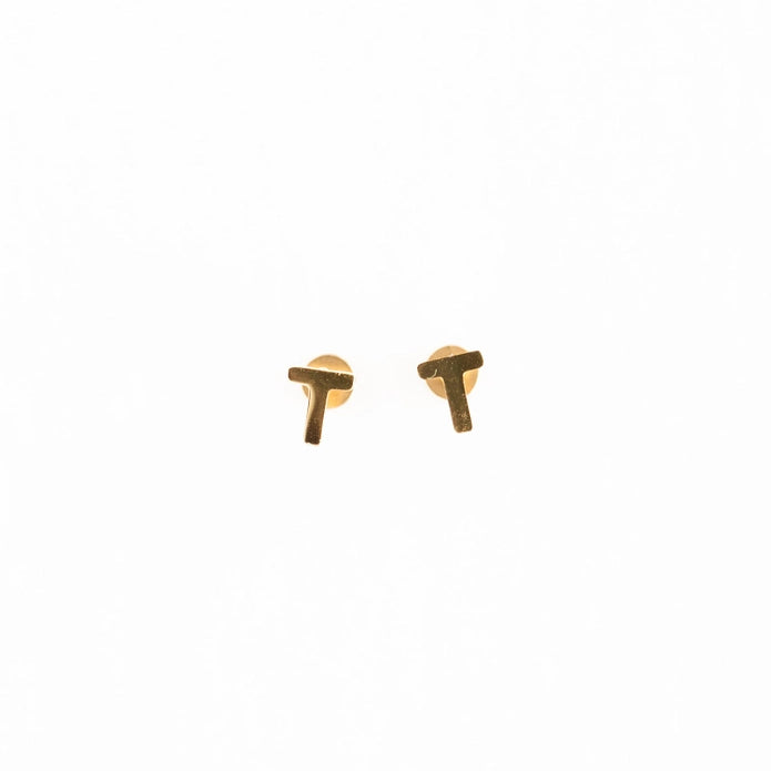 Hypoallergenic Gold Letter Studs