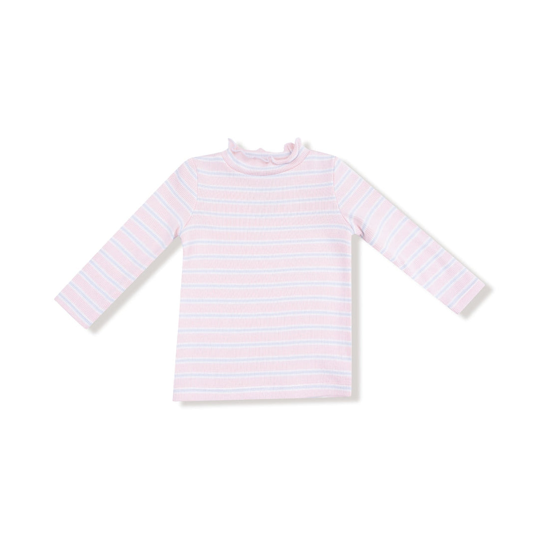 Multi Stripe Pink L/S Mock Turtleneck