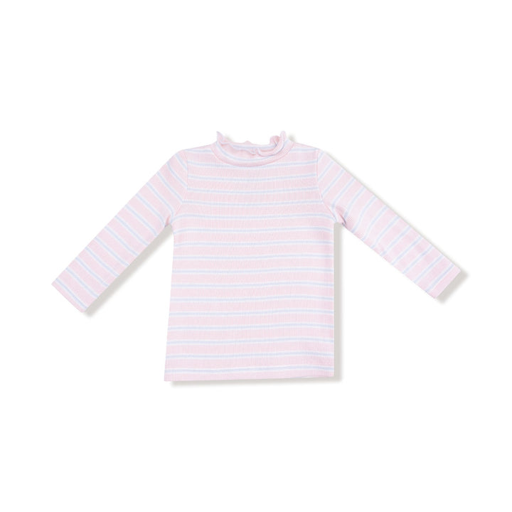 Multi Stripe Pink L/S Mock Turtleneck