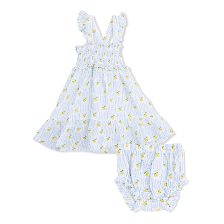 Ivory Lovely Lemons Smocked Ruffle Sundress