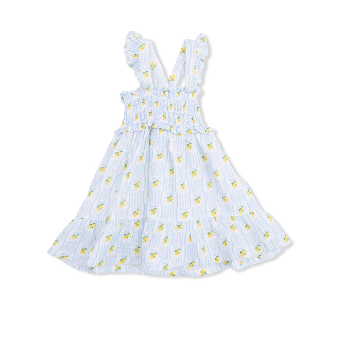 Ivory Lovely Lemons Smocked Ruffle Sundress