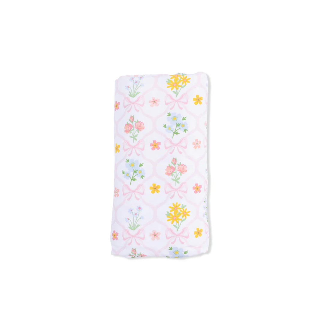 Pink Spring Blooms Bow Trellis Swaddle