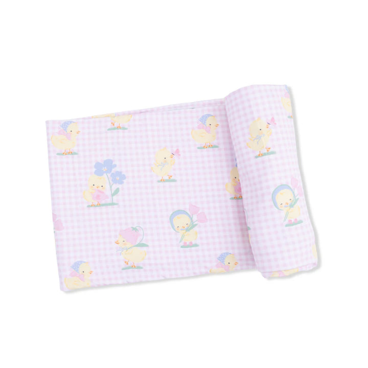 Pink Vintage Spring Ducklings Swaddle
