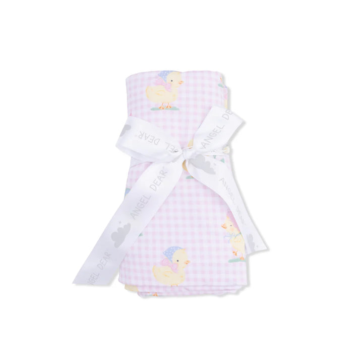 Pink Vintage Spring Ducklings Swaddle