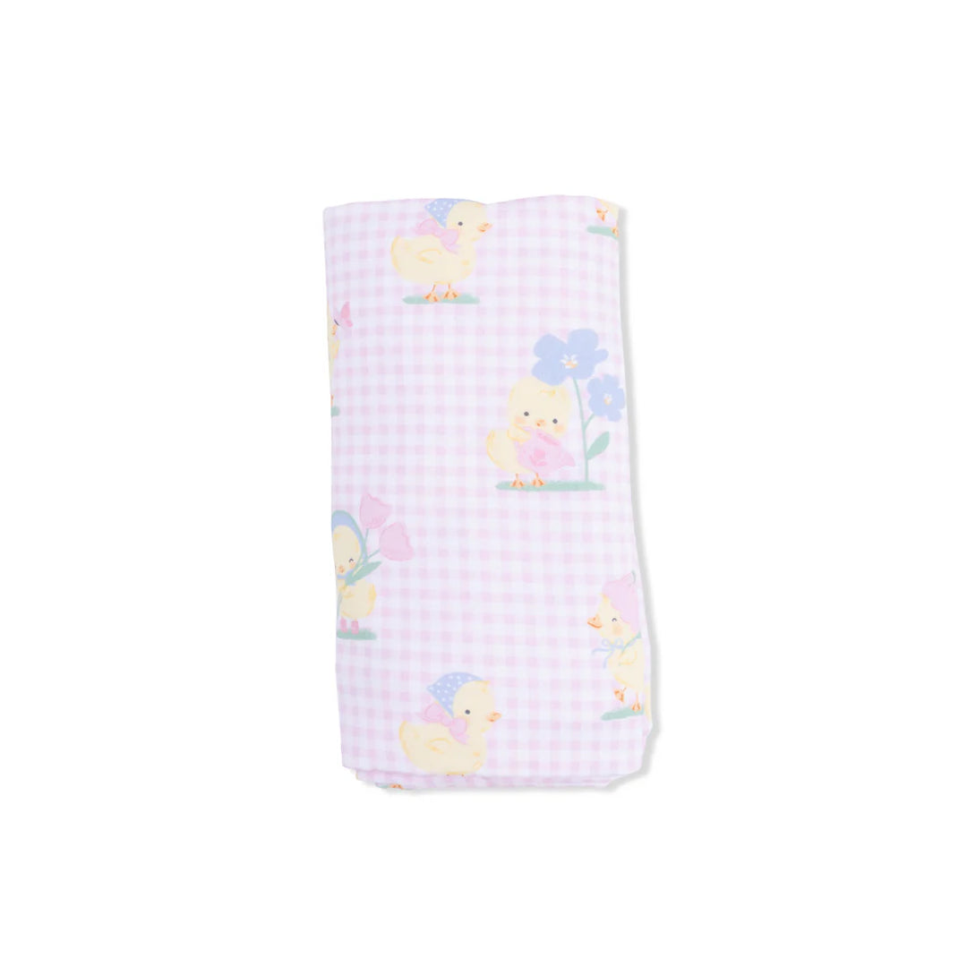 Pink Vintage Spring Ducklings Swaddle