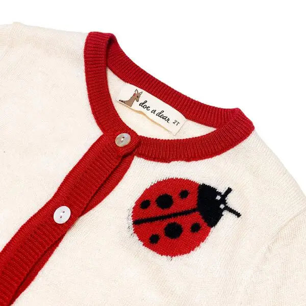 Ivory Ladybug Wooly Cardigan