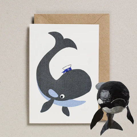 Whale Japanese Paper Balloon Card