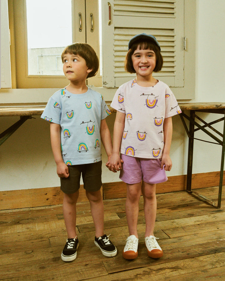 Rainbow Print Tee & Shorts Set