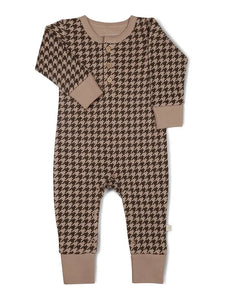 Houndstooth Organic Button Romper