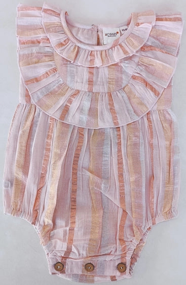 Pink Metallic Stripe Baby Romper