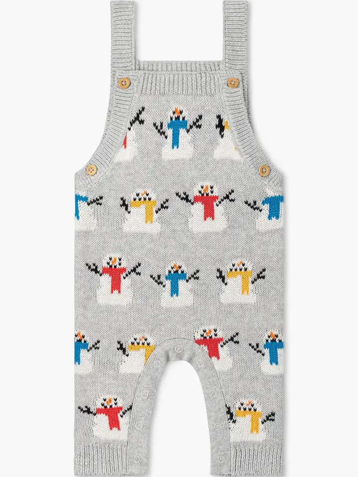 Cheery Snowmen Knit Overalls