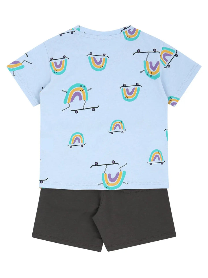 Rainbow Print Tee & Shorts Set