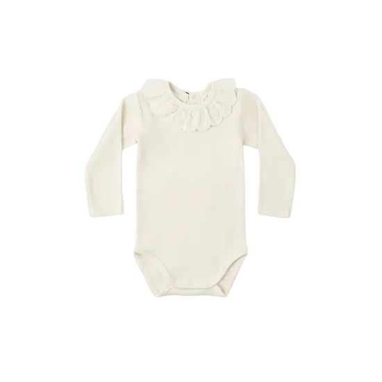 Collar Ruffle Bodysuit - Natural