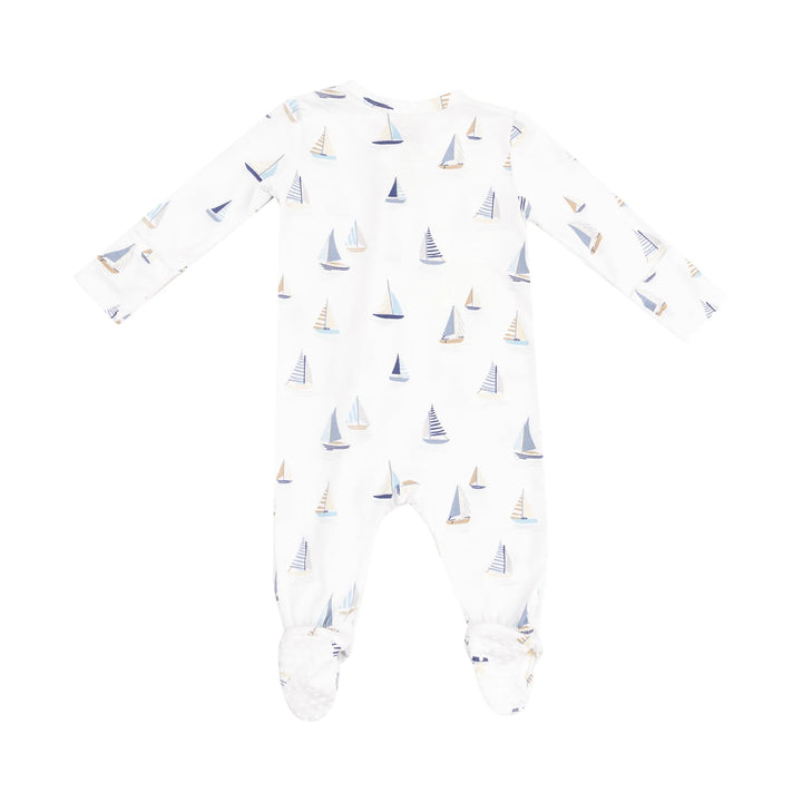 Blue Sailboats Zip Footed Romper