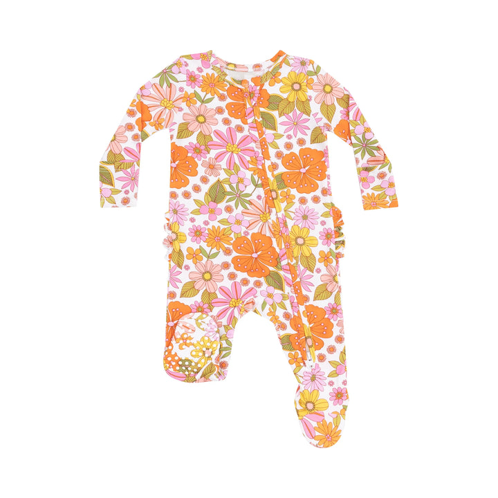 Boho Beachy Floral Ruffle Romper