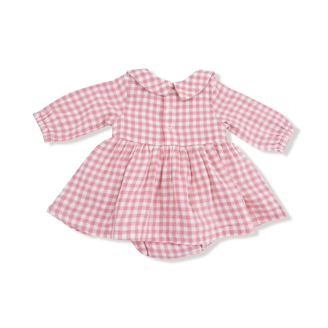 Rose Pink Plaid Peter Pan Collar Skirted Bubble