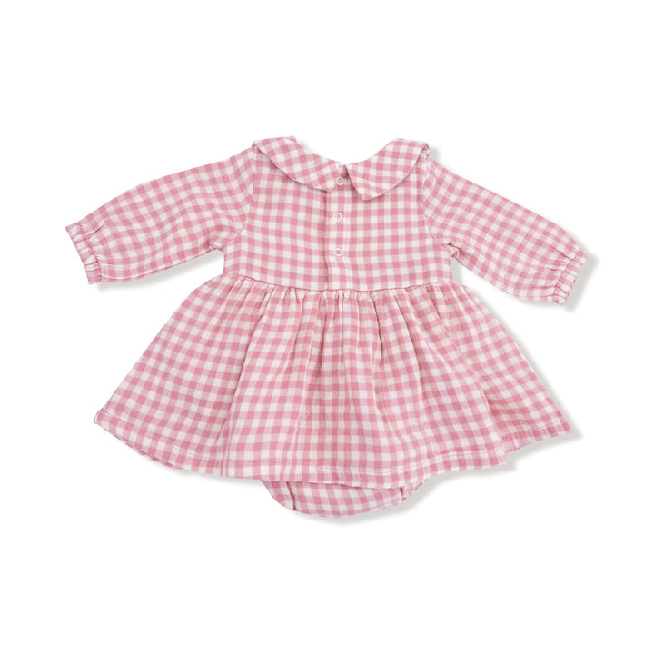 Rose Pink Plaid Peter Pan Collar Skirted Bubble