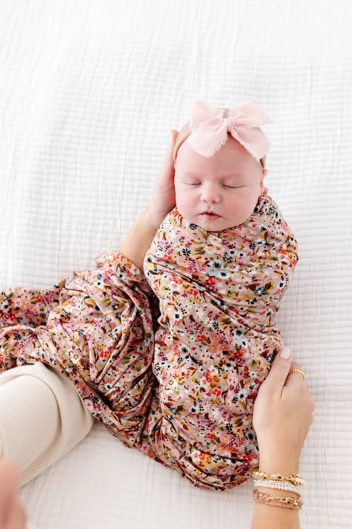 Mauve Wildflower Penelope Swaddle Blanket