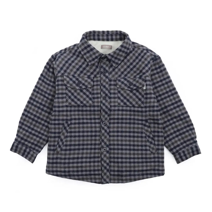 Navy Nick Checkered Fleece Lined Wool Shirt