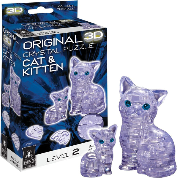 Clear Cat + Kitten Crystal Puzzle