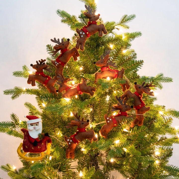 Santa Sleigh & Reindeer Felt Garland