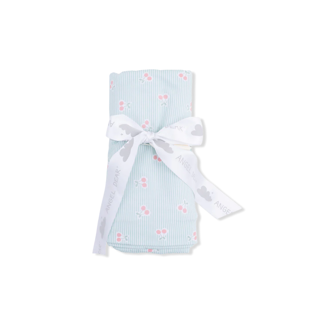 Blue Tiny Cherry Stripe Swaddle