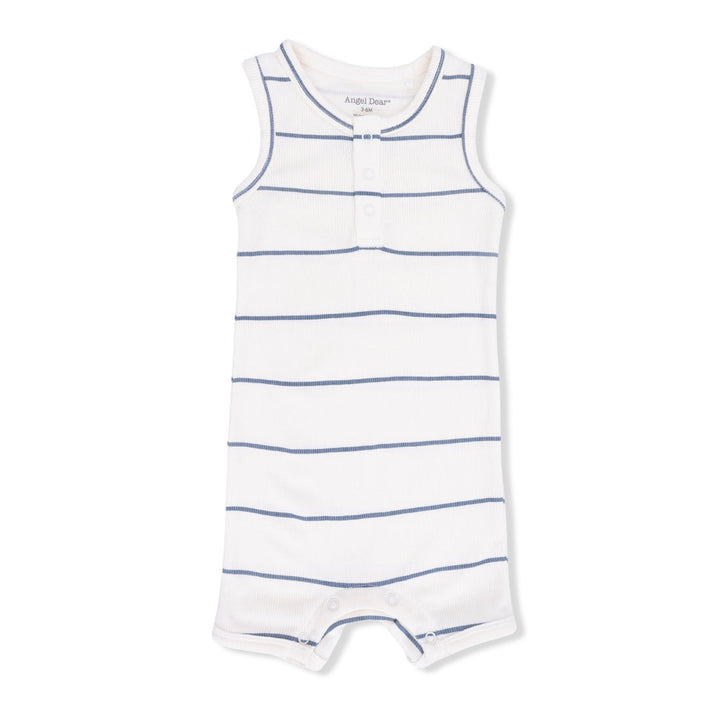 Beige Vintage Stripe Henley Shortie Romper