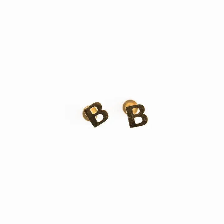 Hypoallergenic Gold Letter Studs