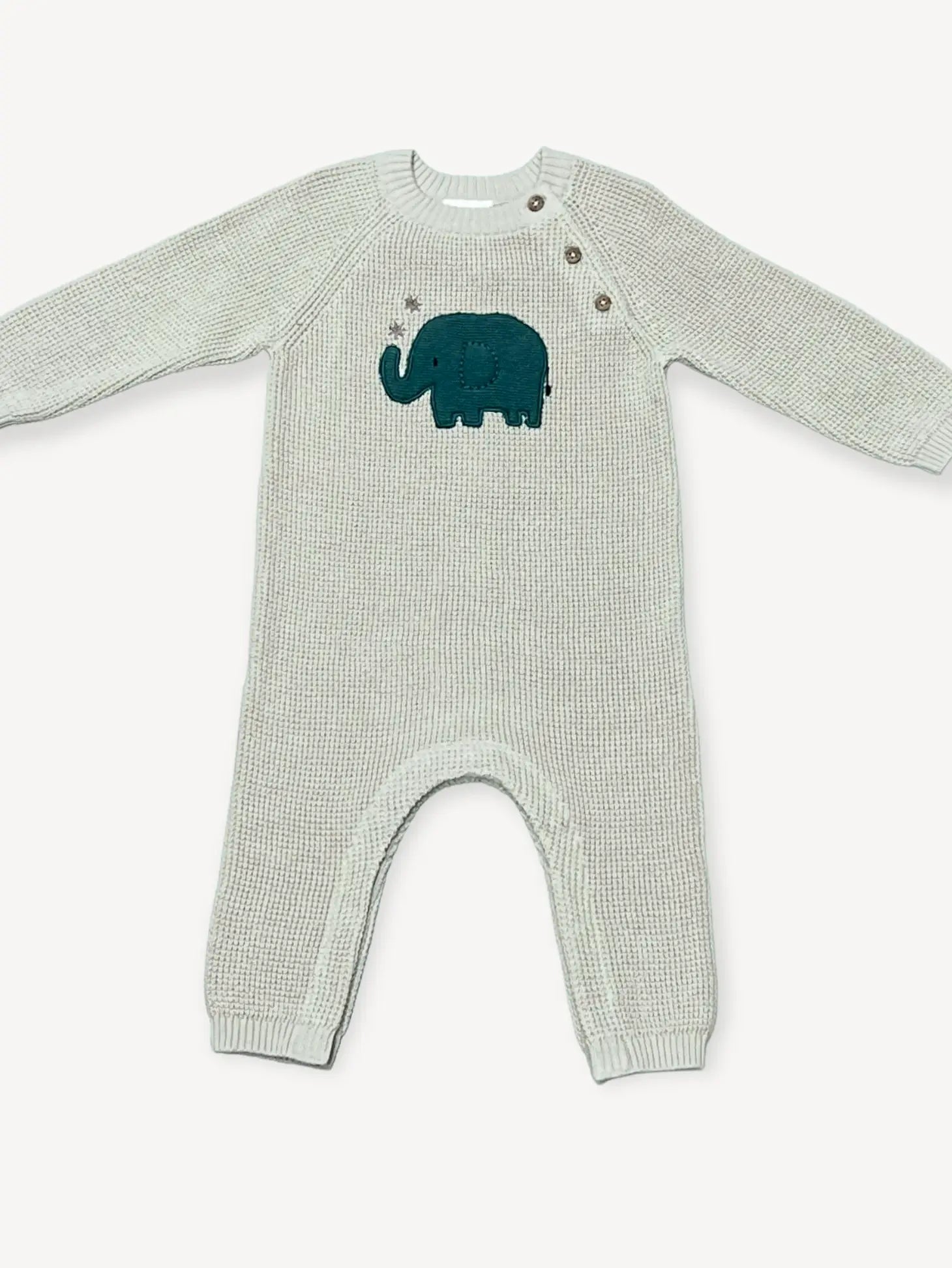 Elephant Jacquard Knit Baby Jumpsuit