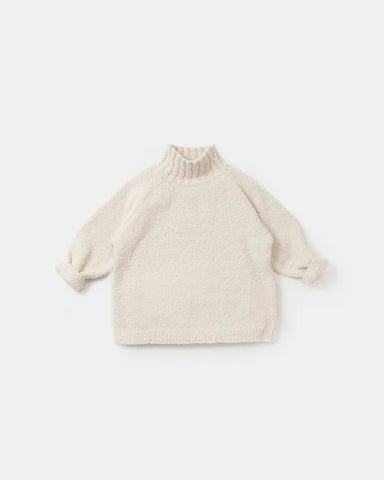 Boxy Ecru Mock Neck Sweater