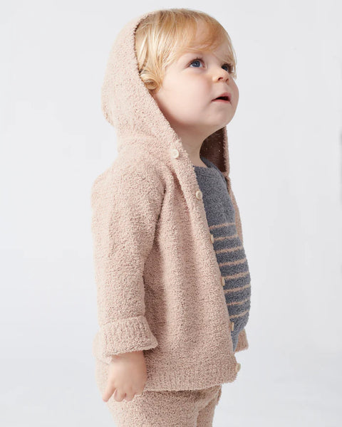 Pecan Fuzzy Hooded Cardigan