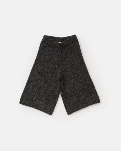 Black Melange Wide-Leg Fuzzy Pants