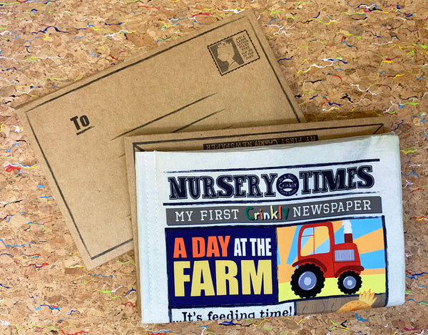 Nursery Times Crinkly Newspaper - Farm Animals