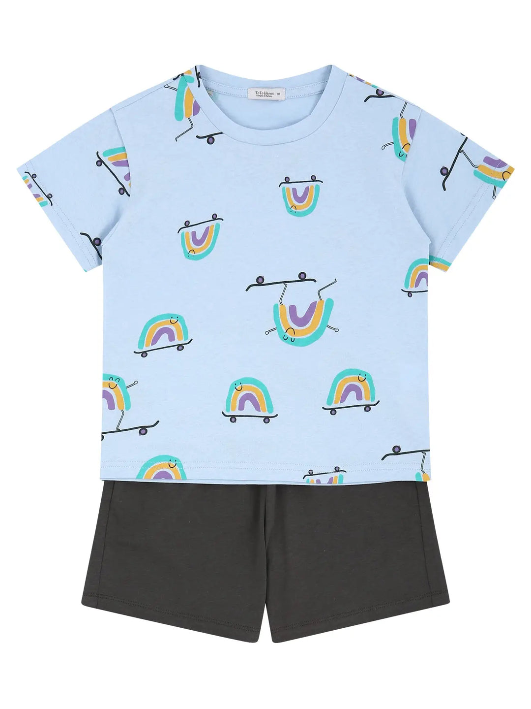 Rainbow Print Tee & Shorts Set