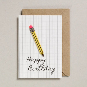 Pencil Happy Birthday Iron On Patch Card
