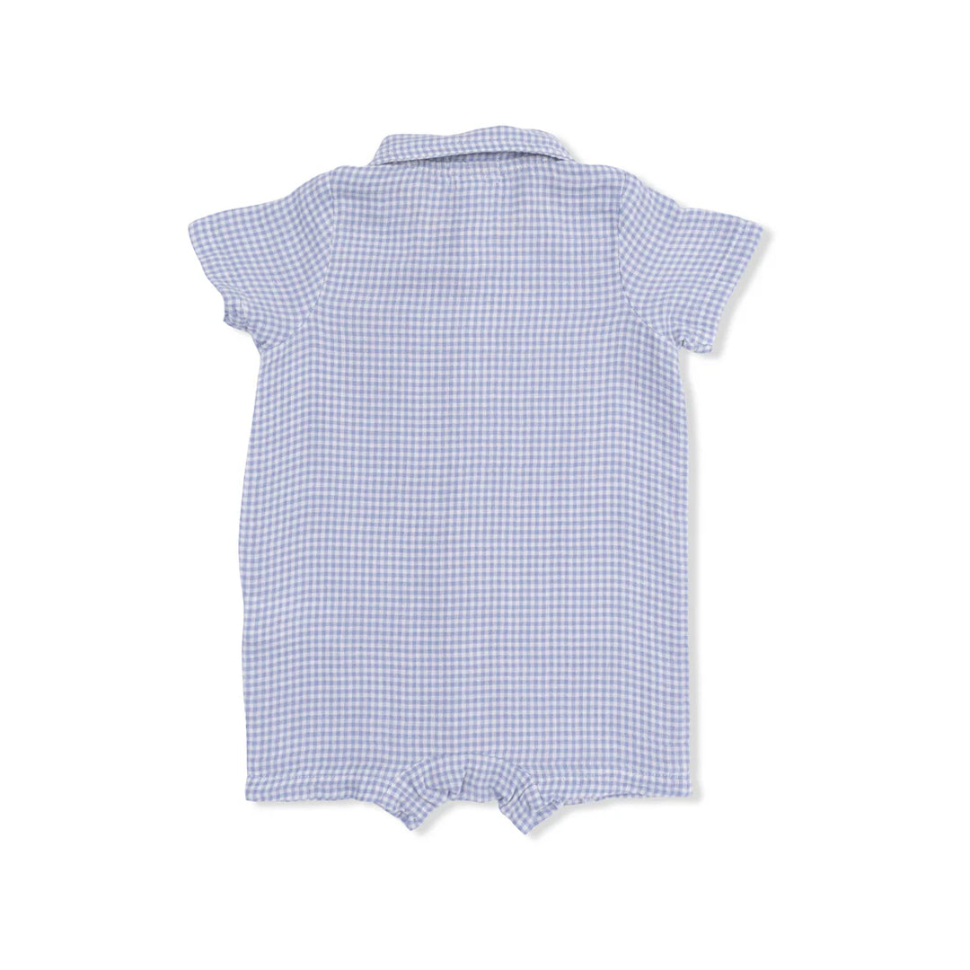 Blue Blizzard Micro Gingham Polo Shortie
