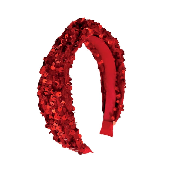Red Sequin Velvet Headband
