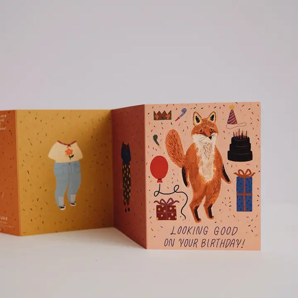 Fox Paper Doll Birthday Card