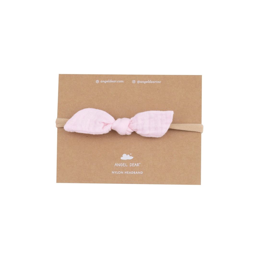 Solid Muslin Bow with Nylon Headband (0-12 months)