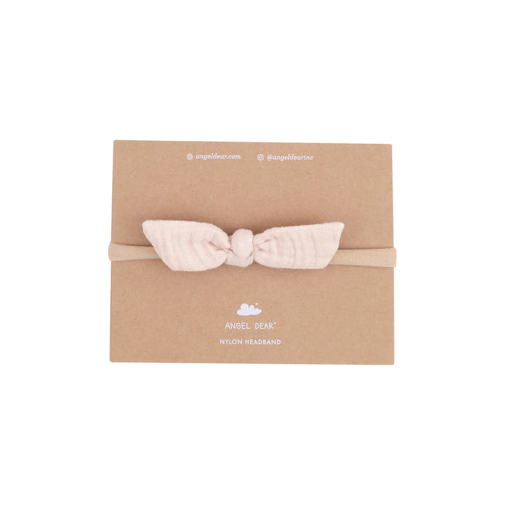 Solid Muslin Bow with Nylon Headband (0-12 months)