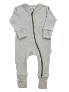 Heather Grey 2 Way Zip Footless Romper