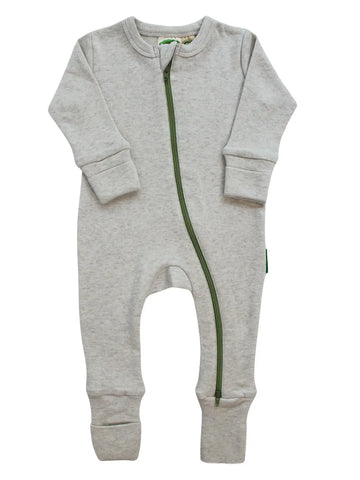 Heather Grey 2 Way Zip Footless Romper